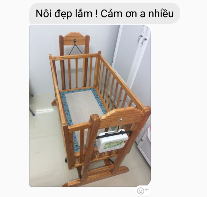 Nôi điện em bé bằng gỗ 3 chức năng: Nôi, Cũi, Võng