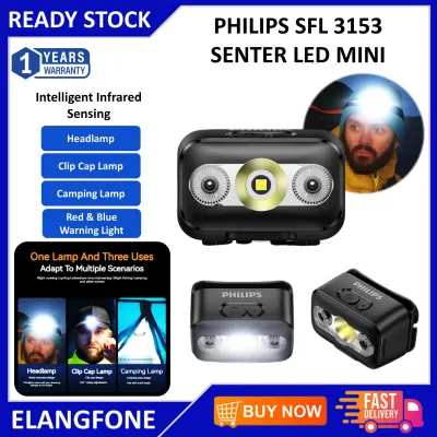 Philips SFL3153RH Headlamp Senter Kepala Led Super Terang Sensory Switch Flashlight / Senter Kepala Mini USB