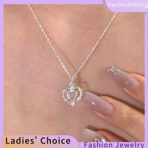 [COD] liuchuanbing Jewellery Moonstone Neon Hollow Heart Necklaces Women Light Luxury Senior Design Sense Temperament Simple Necklace Party Jewelry Gift