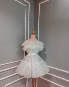 Đầm xoè ngắn dự tiệc cúp nhún lưới bẹt vai phối nơ eo TRIPBLE T DRESS - size M/L - MS382V