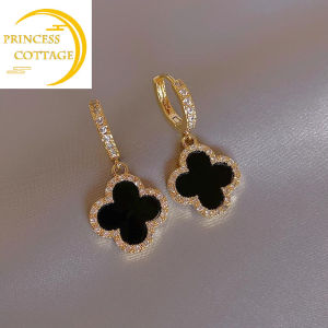 Original 18k gold pawnable Four Leaf Clover Earrings Womens Premium Classic Earrings Luxury Sparkling Diamond Fashion Accessories