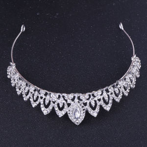 1* Women Prom Wedding Jewelry Alloy Silver Color Hair Accessories Headband Ornaments Headwear Hair Crown Bridal Tiara