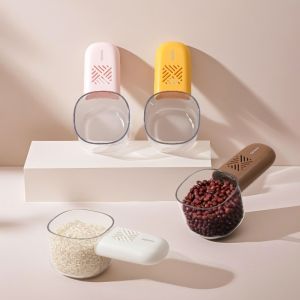 NAMSHEVA PET Kitchen Rice Scoop Multifunctional Moisture and Insect Prevention Measuring Scoop Cartoon with Scale Grains Digging Noodle Scoop