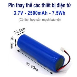 PIN SẠC 18650 3.7V 2500mAh JACK 2.0 (CÓ MẠCH BẢO VỆ) THÍCH HỢP CHO LOA BLUETOOTH ĐÈN LED MẶT TRỜI MICRO KARAOKE LOA BẨY CHIM MÁY TRỢ GIẢNG