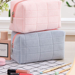 3Pcs Korean Fashion Makeup Bag / Soft Velvet Storage Bag / Large Capacity Zipper Pouch / Travel Cosmetic Cases
