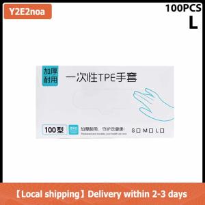 【Local shipping】 50 100pcs Latex Free Gloves TPE Disposable Gloves Transparent Non-Slip Acid Work Safety Food Grade Household Cleaning Gloves