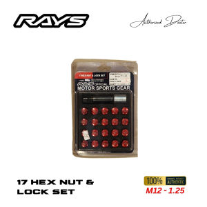 RAYS 17 HEX NUT AND LOCK SET RED