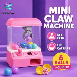 Mini Claw Machine Capsule Catcher Game With 6 Balls Joystick Control Arcade Toy For Kids Boys Girls Portable Birthday Gift