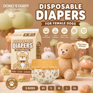 DONODIARY Bear Style 10PCS/PACK Dog Diapers Easy Pull-On Pet Pants Deodorizing & Leak-Proof