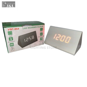 Jam Meja Kayu Digital LED Segitiga VST-864 LED WOODEN CLOCK