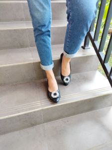 NASRU flat shoes wanita soll karet motif Diamond Flower pentopel pansus - PDR13