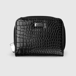VONA Sochi Wallet - Dompet Wanita Lipat 2 Motif Croco Banyak Kartu Slot Koin Zipper Minimalis Kulit Sintetis PU Leather