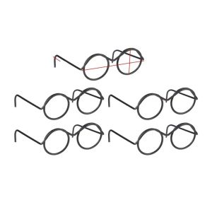 IIRA 5PCS Miniature Miniature Doll Eyewear Metal Black Frame Doll Mini Glasses Toy Glasses Accessories Toys Decoration Frame Lensless Miniature Eyewear Kids Gift
