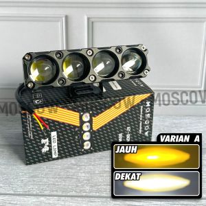 MERK MOSCOW LAMPU TEMBAK LASER SQL 4 MATA  TANPA COVER / POLOS POWER 18W SEPASANG 36W ARUS DC 12-80V BAHAN BODY BESI SUDAH WATERPROOF TAHAN AIR 2 PILIHAN WARNA PUTIH/PUTIH PUTIH/KUNING PEMAKAIAN UNIVERSAL BISA UNTUK MOTOR/MOBIL/TRUCK/FUSO/ CONTAINER DLL