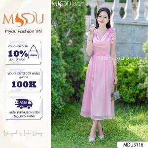 Váy Tiểu Thư MDU5116 Chất Liệu Tơ Tằm Ánh Nhũ Thiết Kế Cổ Trễ Cùng Hoa Đính Vai Duyên Dáng Từ MDU