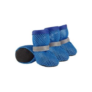 SWEET 4pcs/set Non-slip Dog Mesh Shoes Reflective Breathable Dog Net Shoes Fashion Wear Resistant Hollow Out Dog Shoes Spring