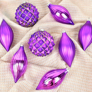 Purple Glass Christmas Balls Special-shaped Luxury Xmas Decorative Hanging Ornaments New Year Party Christmas Spheres Pendant