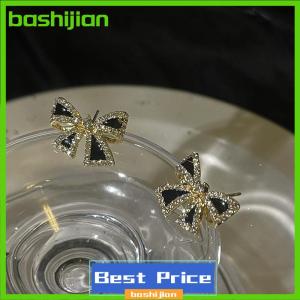 bashijian New Trendy Inlaid Rhinestone Bowknot Stud Earrings For Women Personality Unique Design Earrings Wedding Jewelry Birthday Gift
