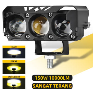 Lampu Tembak Laser SQL 3 Mata D2 D3 Full Alumunium Premium kuning-putih 150W 10000LM IP68 DC 9V-85V