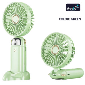 Avvic DS18 Kipas Angin Mini Portable Led Display Foldable Neck Handheld Dekstop