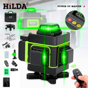 COD HILDA Laser Level Tukang Bangunan 16 Line 4D Komplit Self Leveling IP54 Dengan Tripod LD-515