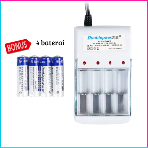 COD Cepat Doublepow Charger Baterai 4 slot AA/AAA with Free 4PCS AA 1200mAh Light Indicator AA AAA Battery Charger / Charger Dengan Baterai AA 4PCS - DP-B02