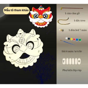 Đèn Lồng Trung Thu Gỗ Tự Tô Màu Cho Bé Đèn Hàng Handmade Nhiều Mẫu Dễ Thương Kèm Cán Cầm Đèn LED & Màu CarynLAZADA