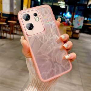 Casing for Infinix Zero 30 4G 5G Infinix zero40 5G Case Soft TPU Silicone Ultrathin Clear Plating Anti Falling Feather Pattern Phone Back Cover Built-in Camera Lens Film