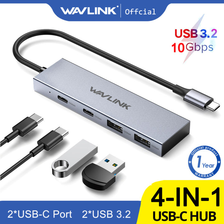 Wavlink 4 in 1 usb c hub 4 port 10gbps superspeed usb3 2 gen2 splitter