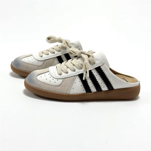 Baotou semi-slippers womens 2026 spring and summer style wear retro leather glossy platform soles without heels slip-on shoes