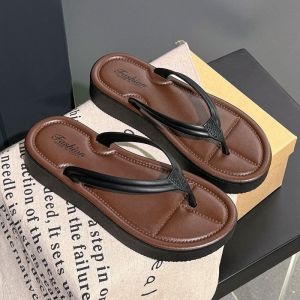 [Free Shipping] WomenS Simple Outdoor Flip-Flops 4Cm New High-Heeled Platform Sandals Summer Thick-Soled Height-Increasing Sandals
