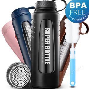 BOOTLIFE 2000ml/1500ml/800ml Glass Water Bottle BPA Free Large Capacity Kettle Double-layer Drinking Bottles