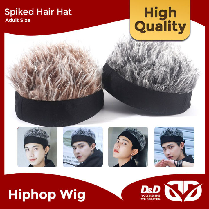D&D Wig Hat for Men Soft Beanie Wig with Spiked Fake Hair Beanie