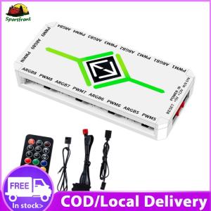 【Fast delivery】 RGB Fan Hub Adapter 1 to 9 with PWM and Remote for PC Cooling System Enhancement