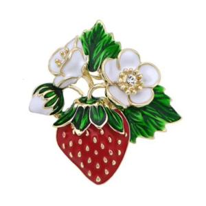 Elegant Rhinestones Strawberry Brooch Shaped Lapel Pin Vintage Clothing Accessories for Women and Men