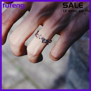 fufeng Vintage Goth Thorns Couple Rings For Men Women Irregularity Opening Vine Punk Ring Party Jewelry Gifts Accessories