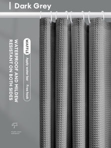 XTEN 120cm/180cm Waffle Shower Curtain Waterproof with Rod Bathroom Curtains Makapal Washable Cloth