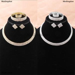 [COD] Modingdue 4Pcs set Bridal Jewelry Set Necklace Bracelets Ring Earrings Set Super Gorgeous Luxury Shiny Fashion Jewelry Party Gift