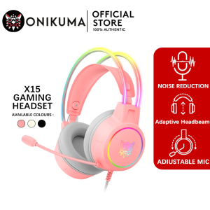 ONIKUMA X15 Pro Gaming Headset noise cancelling with Detachable Cat Ears RGB Lighting Wired Over Ear Headphones with Mic For PC