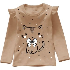 Atasan Kaos Anak Perempuan Lengan Panjang Variasi Kerutan/Atasan Cattie Kids 1-14 Tahun Matt Babyterry
