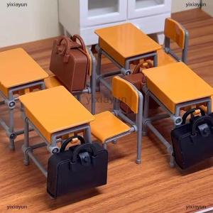 [COD] yixiayun 1 Set 1:12 Dollhouse Accessories Miniature Desks Chairs Model Classroom Decoration Toy Food Tableware Ornament