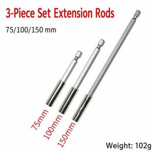 NEXTYOO Thay đổi nhanh chóng Thanh nối dài hình lục giác 60/75/100/150mm Từ tính Thanh nối dài mũi khoan Cần thiết Đa chức năng Thanh nối mán điện Phụ kiện dụng cụ điện
