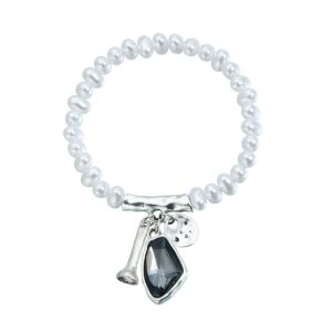 NOVELLEO Irregular Rhinestone Necklace Mitation Pearl Dark Grey Women Jewelry Delicate Texture Earrings Bracelet Women