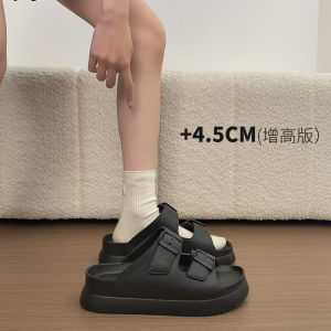 [Free Shipping] WomenS Thick-Soled Double-Strap Height-Increasing Buckle Sandals High-Heeled Casual Versatile Height-Increasing Sandals
