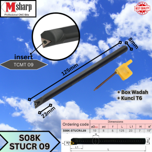 Holder Bubut Dalam S08 S10 S12 S16 S20 S25 S32 STUCR Insert TCMT