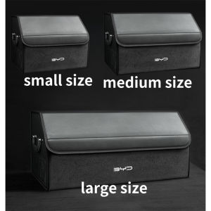 Byd seal/atto3/dolphin Car Trunk leather Organizer Box Large Capacity Auto Multiues Tools Storage Box Bag Stowing Tidying black/green accessories