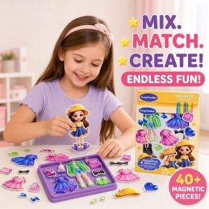 Princess Magnetic Dress-Up Doll Playset DIY Outfit Stickers Fridge Magnet Toy Perfect Gift for Girls
