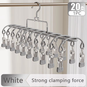 GREENSINDOOR 20-Clip Home Stainless Steel Drying Rack Multi-Clip Sock Hanger &Underwear Drying Rack内衣衣架