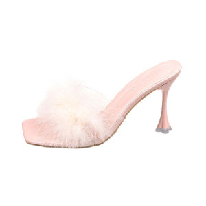 [Free Shipping] Slippers For Outdoor Wear New Summer Styles Thin-Heeled High Heels Open-Toe Sandals With A Widened Design