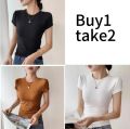 Buy 1 Get 2 Free (Total 3 pcs) Korean Sexy Double Lined Women's Tops Basic Casual double lining. 